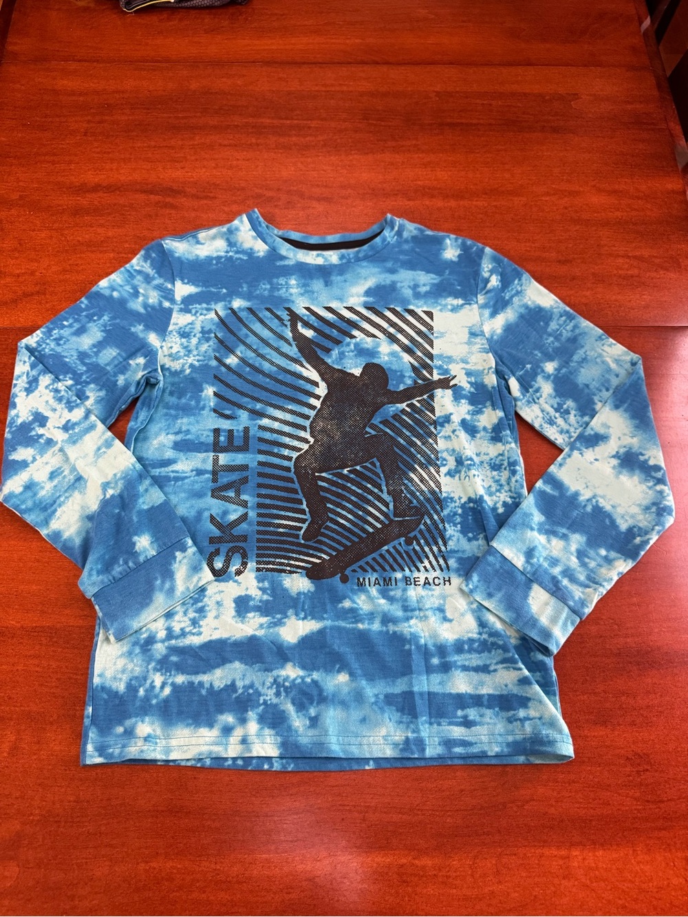 Sonoma Goods for Life Boys XL 18/20 Blue Tie Dye Skateboard Long Sleeve Shirt